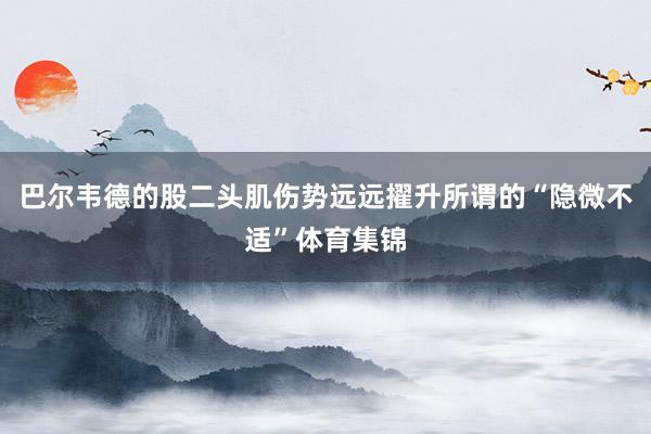 巴尔韦德的股二头肌伤势远远擢升所谓的“隐微不适”体育集锦