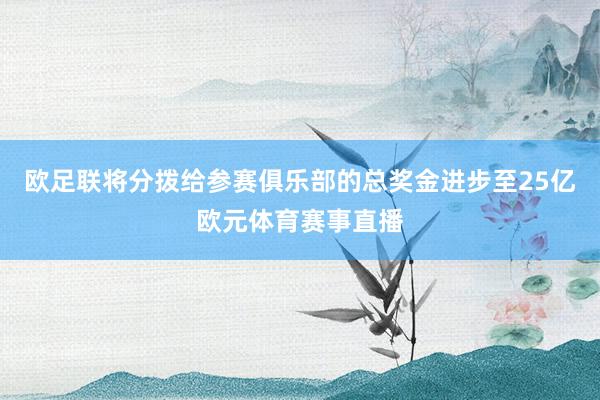 欧足联将分拨给参赛俱乐部的总奖金进步至25亿欧元体育赛事直播