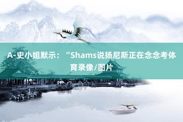 A-史小姐默示：“Shams说扬尼斯正在念念考体育录像/图片
