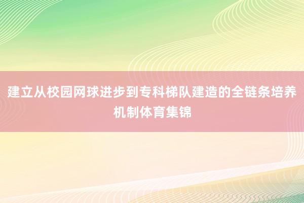 建立从校园网球进步到专科梯队建造的全链条培养机制体育集锦