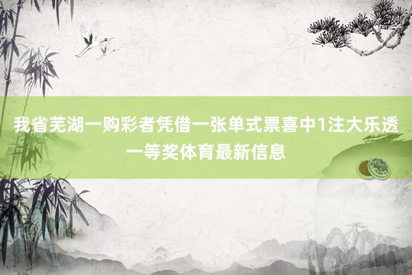 我省芜湖一购彩者凭借一张单式票喜中1注大乐透一等奖体育最新信息