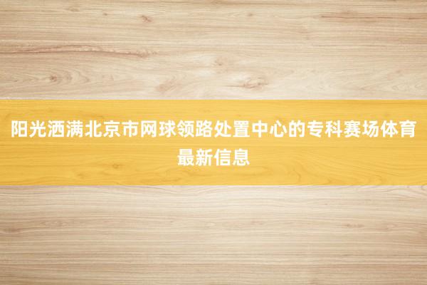 阳光洒满北京市网球领路处置中心的专科赛场体育最新信息